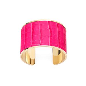 Aspinal Of London - Cleopatra cuff bracelet in deep shine penelope pink small croc