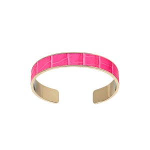 Aspinal Of London - Cleopatra skinny cuff bracelet in deep shine penelope pink small croc