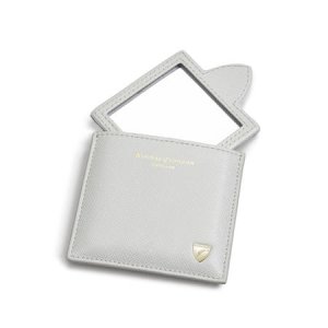 Aspinal Of London - Compact mirror in light grey saffiano