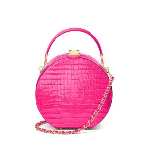 Aspinal Of London - Hat box in deep shine penelope pink small croc