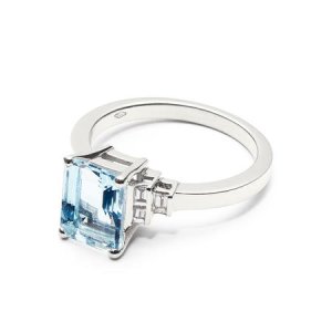 Iris 18ct White Gold Aquamarine & Diamond Ring