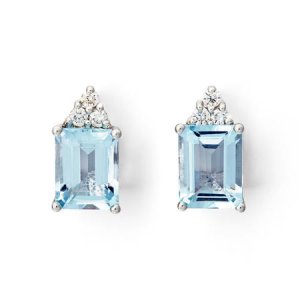 Iris 18ct White Gold Aquamarine & Diamond Stud Earrings