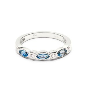 Selene 18ct White Gold Marquise Aquamarine & Diamond Ring