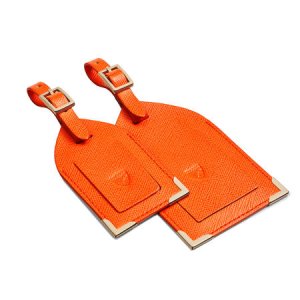 Aspinal Of London - Set of 2 luggage tags in bright orange saffiano