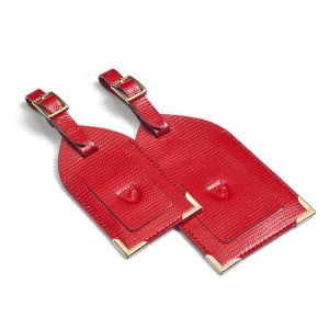 Aspinal Of London - Set of 2 luggage tags in scarlet silk lizard