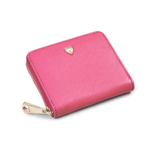 Aspinal Of London - Slim mini continental purse in bright pink saffiano