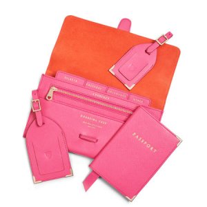Travel Collection in Bright Pink Saffiano