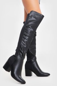 Black Boots - Black Pu Over the Knee Boots