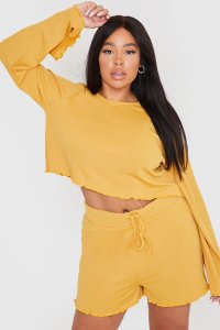 In The Style - Mustard tops - plus size jac jossa mustard ribbed babylock top