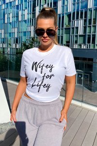 White Shirts - Shaughna Phillips White 'Wifey for Lifey' Slogan t Shirt