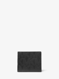 MK Portefeuille compact Hudson en cuir en relief - NOIR(NOIR) - Michael Kors