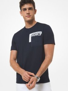 MK T-shirt en coton avec poche à logo - BLEU DE MINUIT(BLEU) - Michael Kors