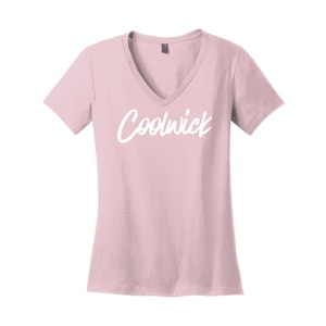 Signature Coolwick Logo Womens V Neck Light Pink Bowling T-Shirt