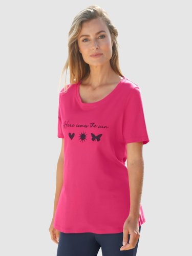 Shirt met opschrift basically you Pink