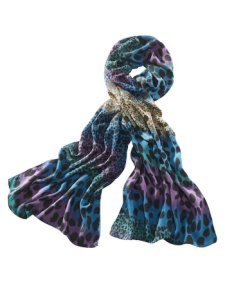 Sjaal m. collection blauw/paars/groen