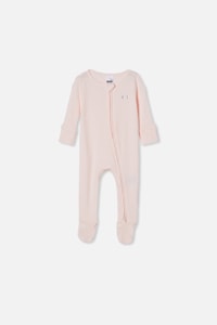 Cotton On Kids - Organic Newborn Zip Through Romper - Personalised - Crystal pink