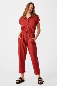 Cotton On Women - Woven Jasmine Utility Jumpsuit - Red terracotta