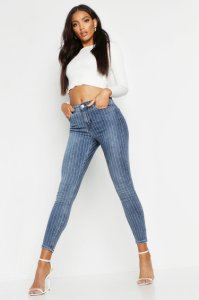 Boohoo - All sizes high waisted stripe skinny jean