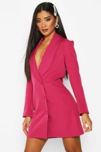 Button Down Longline Blazer Dress, Hot Pink