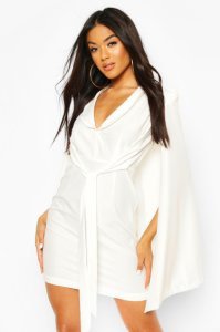 Cape Sleeve Blazer Bodycon Dress, White