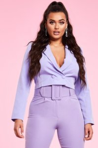Boohoo - Cropped double breasted blazer, lilac