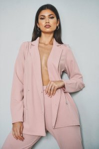 Double Breasted Blazer & Trouser Suit Set, Pink