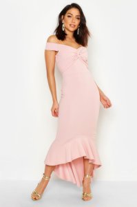 Fishtail Dip Hem Maxi Bridesmaid Dress, Soft Pink