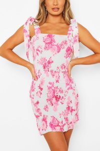 Boohoo - Floral strappy shirred mini dress