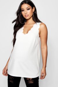 Maternity Scallop Edge Plunge Tank Top, Ivory