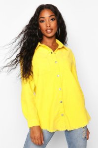 Norah Yellow Cord Raw Hem Shirt