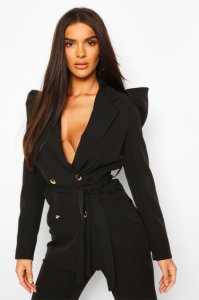 Puff Shoulder Double Breasted Tailored Blazer