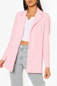 Tall Double Breasted Woven Blazer, Pink