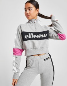 Ellesse Reflective Logo 1/4 Zip Sweatshirt Dames - alleen bij JD - Grey Marl/Pink - Dames