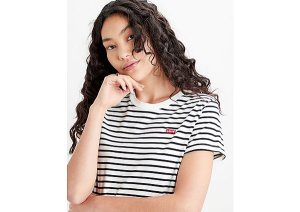 Levis Small Logo Stripe T-Shirt Dames - Black/White