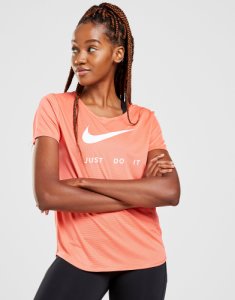 Nike Running Swoosh Miler Short Sleeve T-Shirt Dames - alleen bij JD - Oranje - Dames