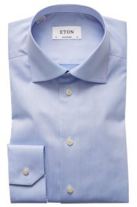 Eton overhemd normal fit l.blue strijkvrij
