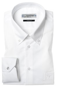 Ledub overhemd modern fit wit button-down