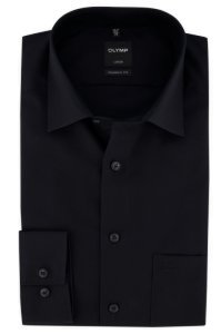OLYMP Luxor modern fit overhemd zwart mouwlengte 7 strijk