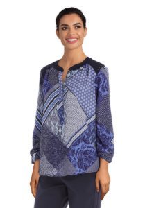 Diane Laury - Blauwe blouse met eclectische print
