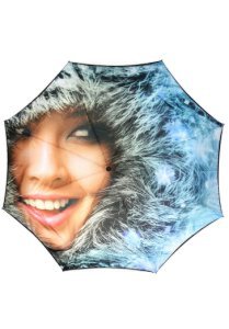 Blauwe opvouwbare paraplu
