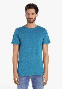 Groenblauw T-shirt met miniprint