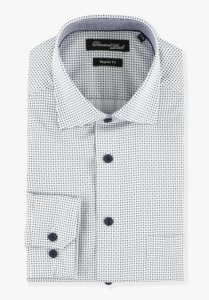 Wit hemd met miniprint - regular fit