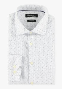 Wit hemd met miniprint - slender fit