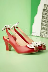 50s Ava Carina Bow Sandalettes in Red