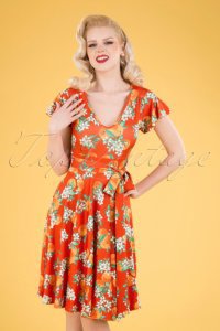 50s Castellana Swing Dress in Orange
