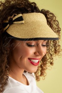 Amici - 50s claudia straw visor in natural and black