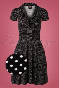 Retrolicious - 50s debra pin dot swing dress in black