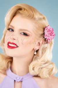 Lady Lucks Boutique - 50s ellen double rose hair clip in light pink