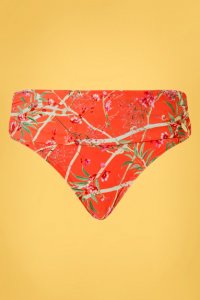 50s Flipover Bikini Brief in Tangerine Flower Garden