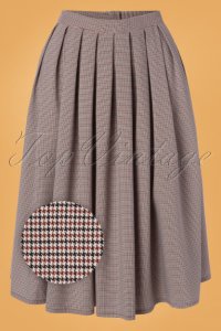 Banned Retro - 50s lizzy check swing skirt in ivory and black